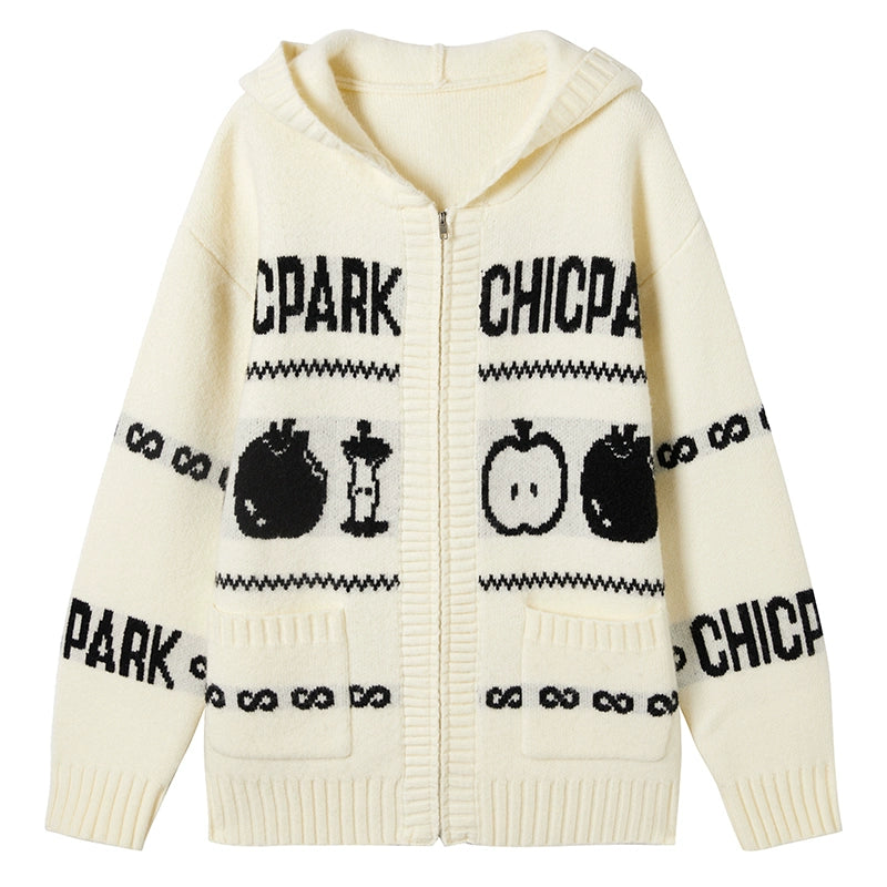 Lazy Fair Island Jacquard Sweater Hooded Jacket