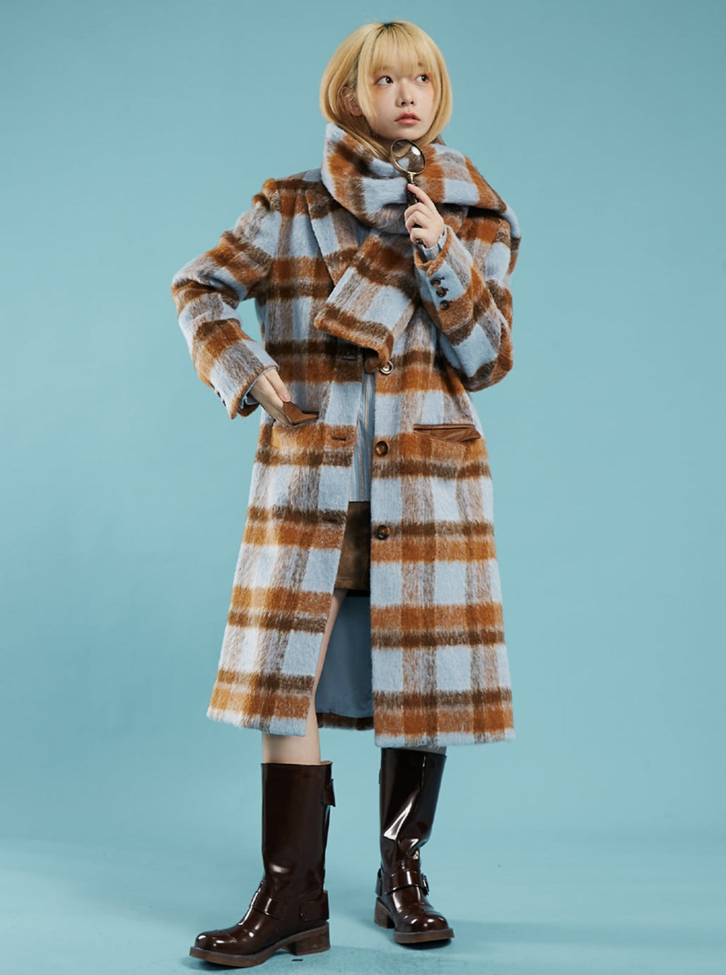 Mid-Length Plaid Jacket