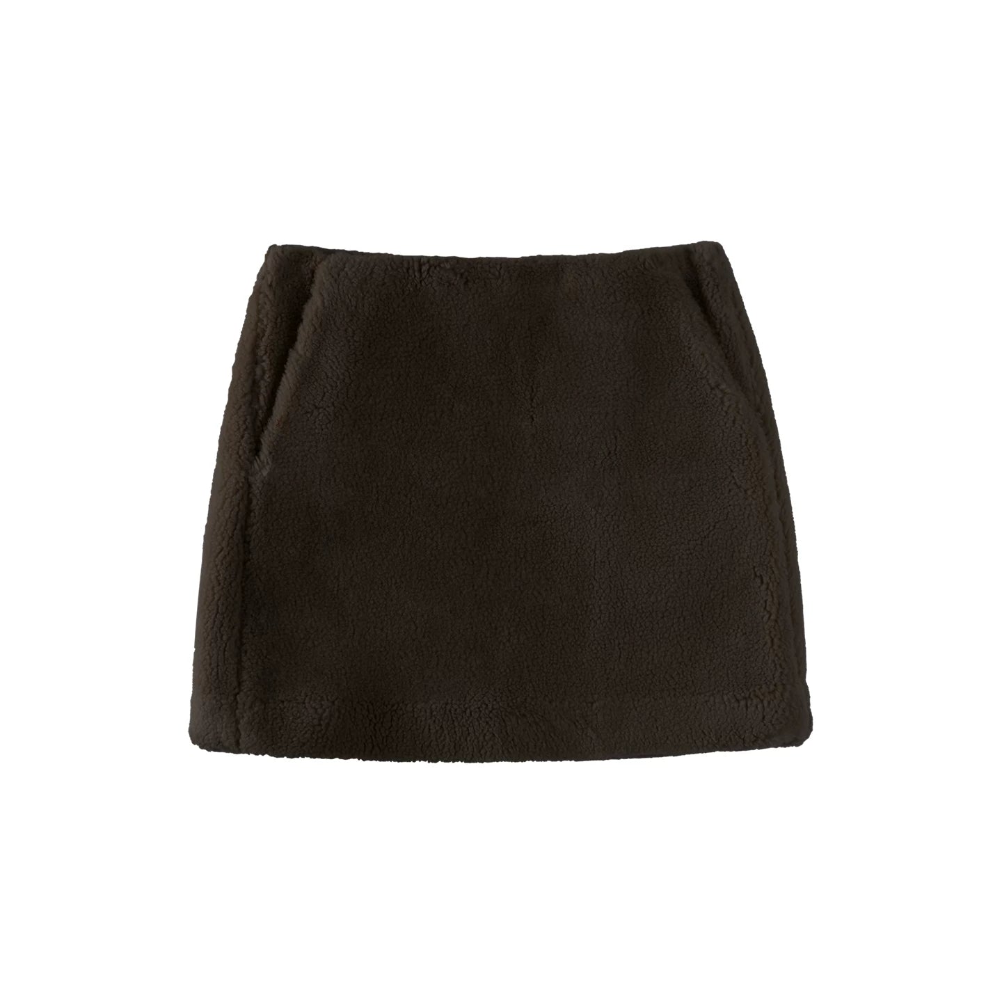 Retro Coffee Lamb Wool Skirt