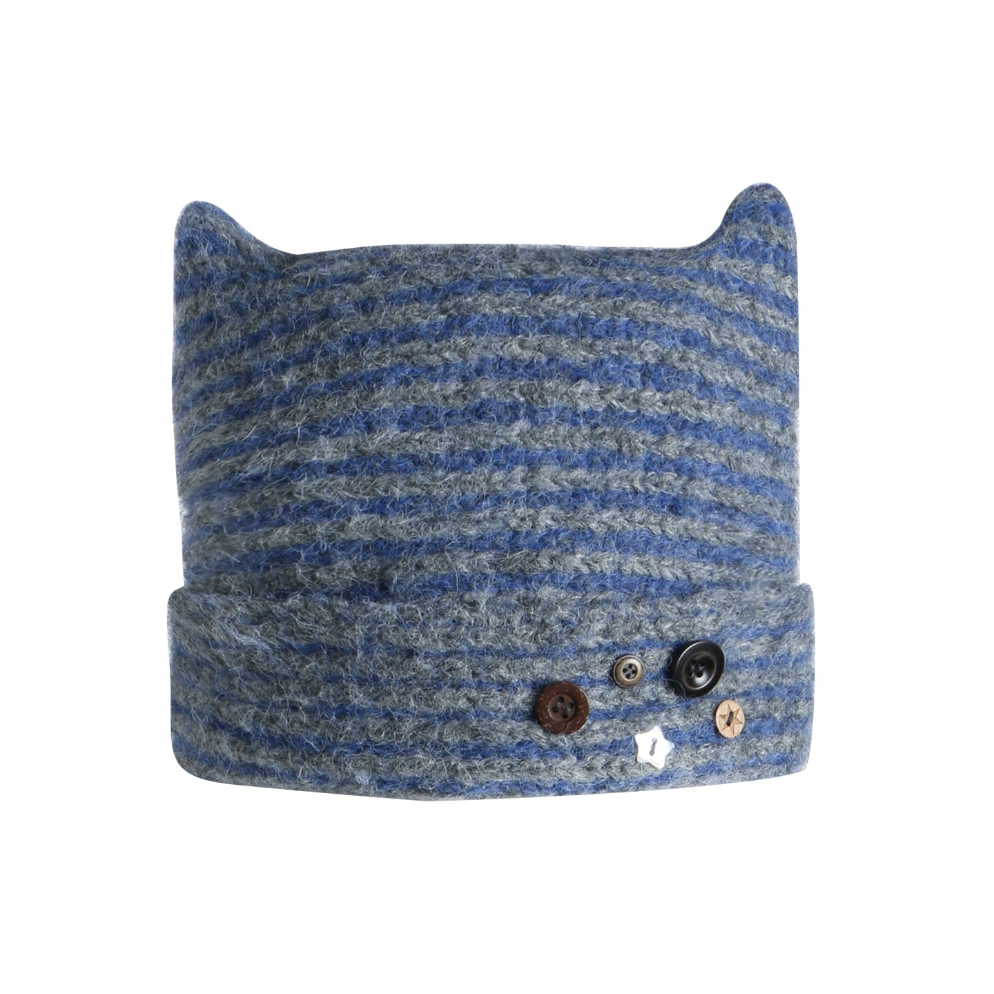 Striped Cat Ear Knit Hat