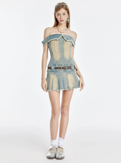 One-Shoulder Denim Dress