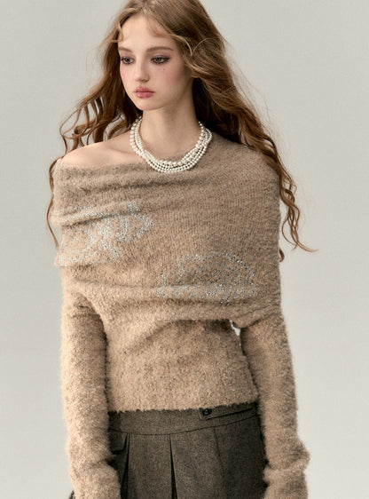 Straight Shoulder Wool Knit Sweater