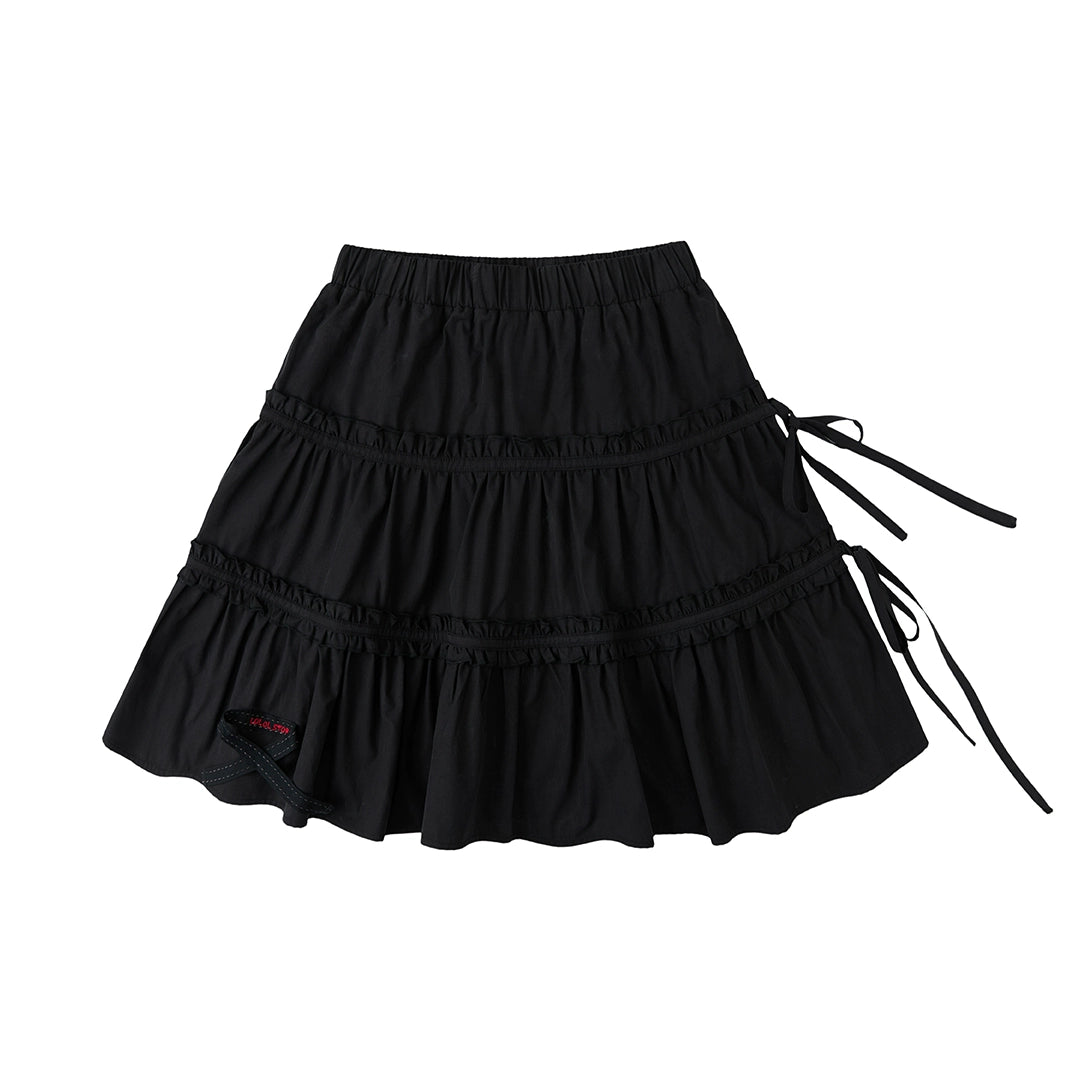 White A-Line Black Cake Puffy Skirt