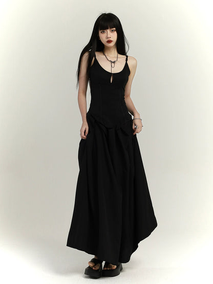 Chinese Black Long Slip Dress