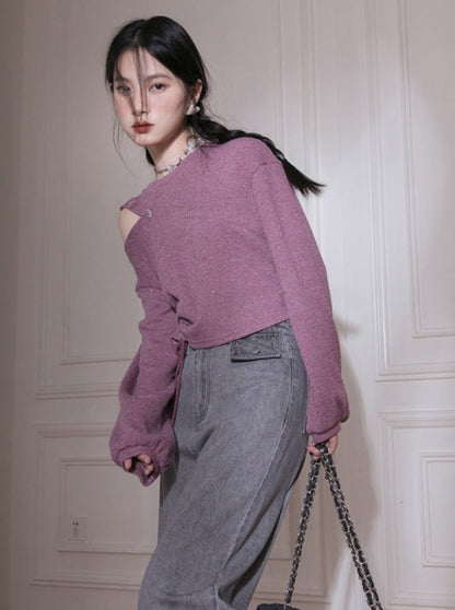 Knitted Drawstring Sweater