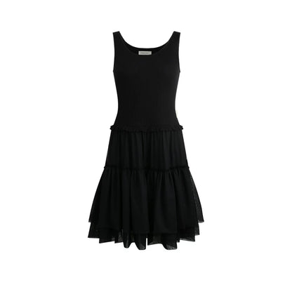 니트 패치워크 베스트 원피스