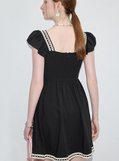 Cinched Waist Black Dress