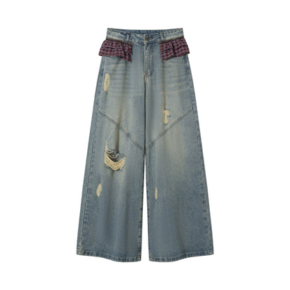 Retro Black Ripped Denim Pants