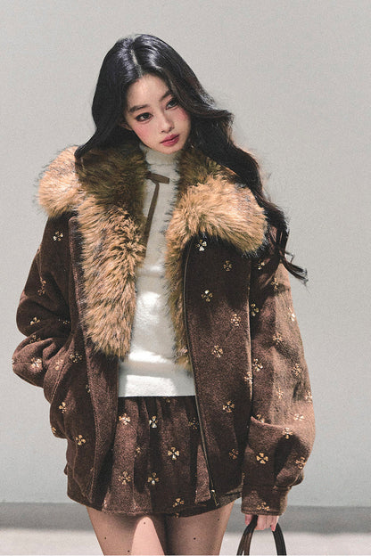 Maillard Wool Jacket With Skirt Set-Up