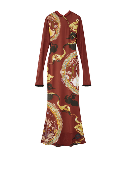 Hand-Painted Cheongsam Fishtail Dress