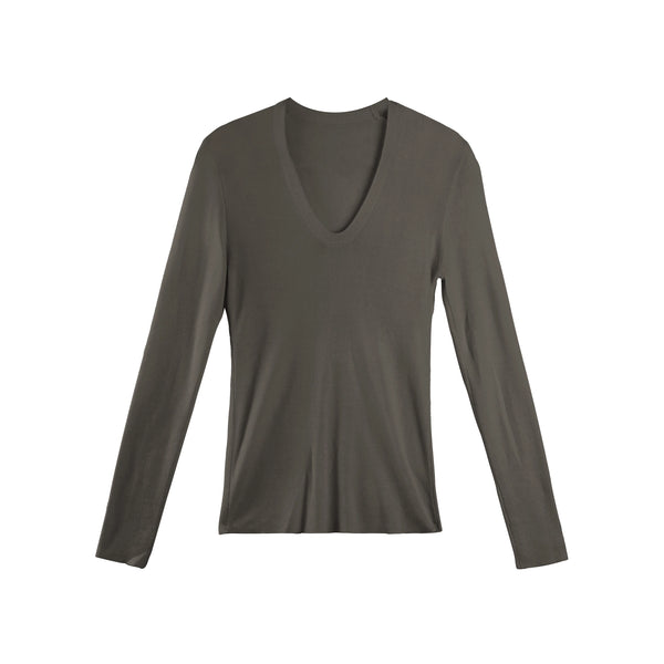 U-Neck Long-Sleeved Knit Top