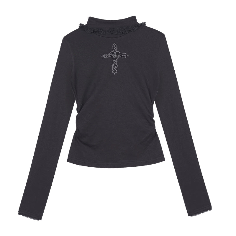 Cutout Cross Long Sleeve Top