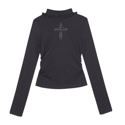 Cutout Cross Long Sleeve Top