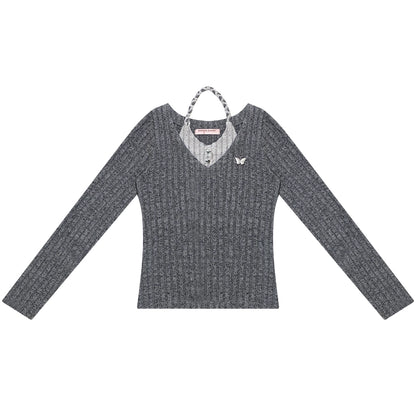 Autumn Slim Halterneck Knit Top