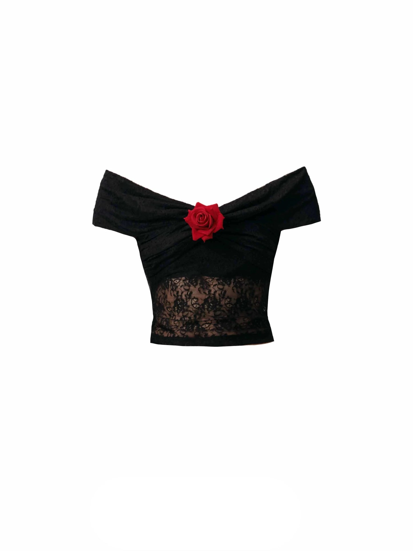 [SNH48 same style] fragile store - Floyd rose black lace one-shoulder short top short skirt