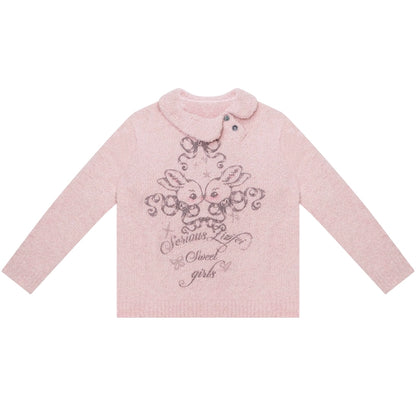 Retro Pink Irregular Sweater