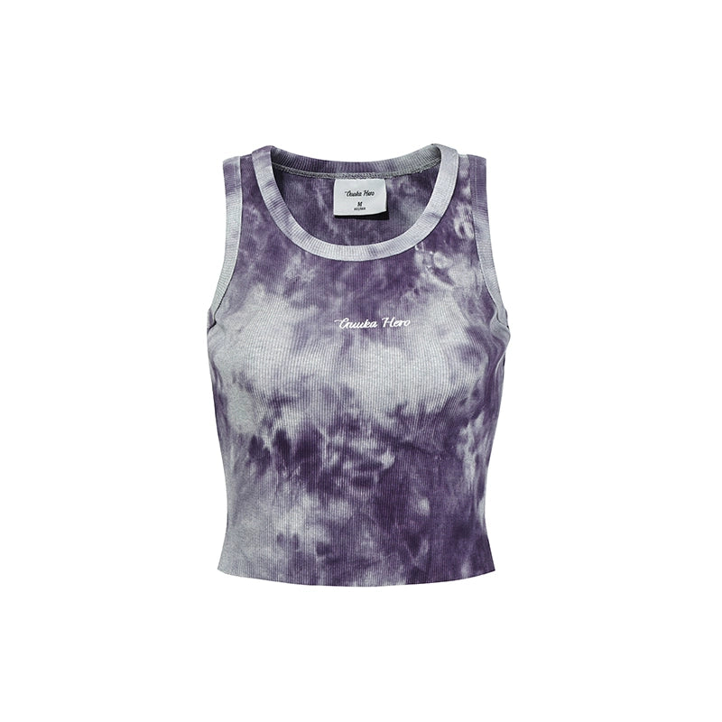 Lila Tie-Dye besticktes Crop Vest Top