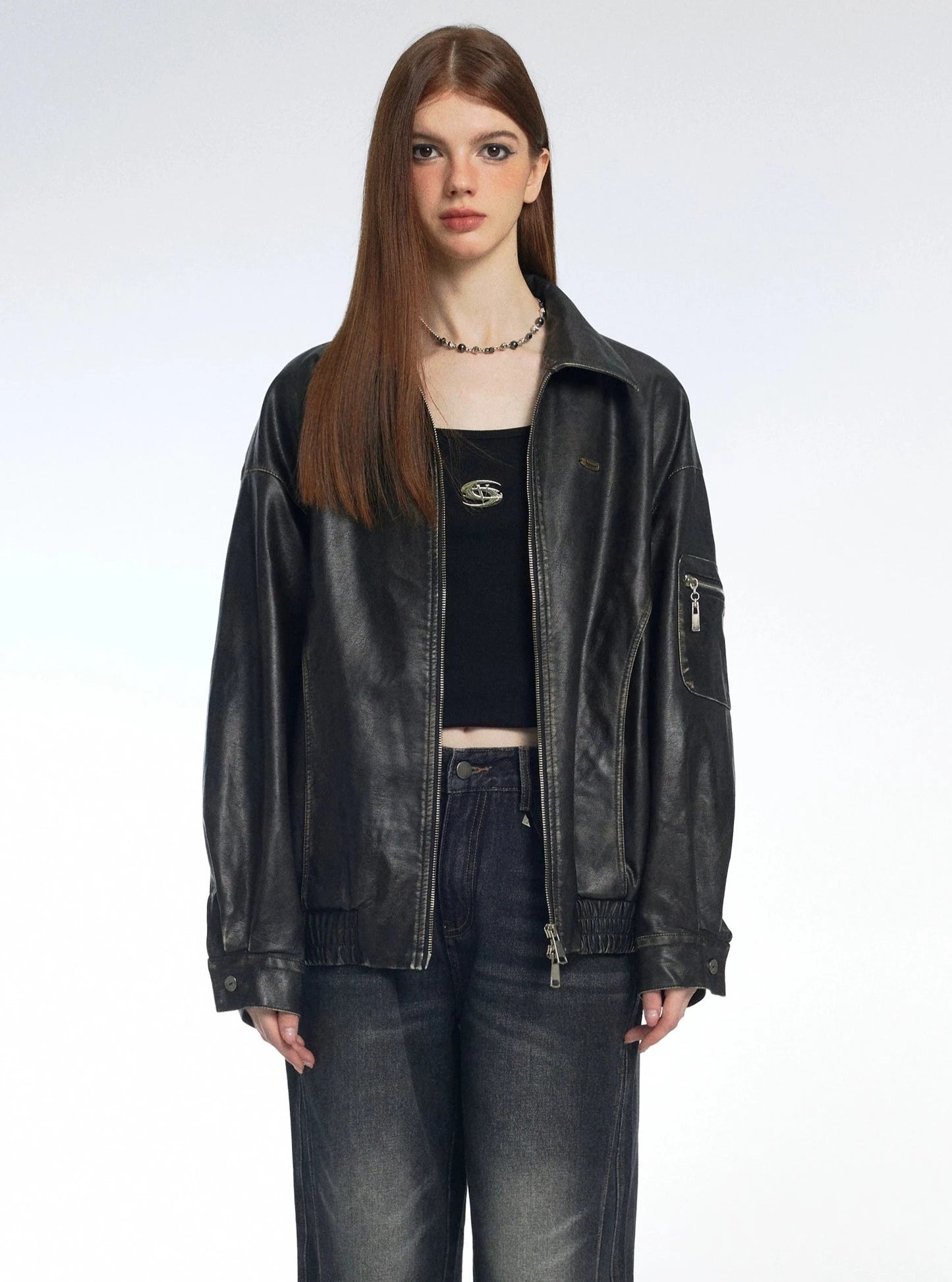 Oversized Loose Leather Jacket