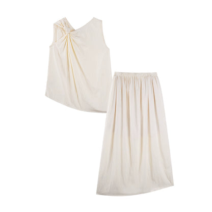 Textured Knot Vest & Skirt Set