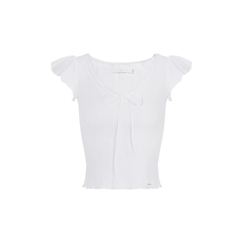 Lace V-Neck Tee Set-Up