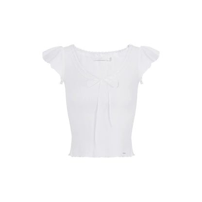 Lace V-Neck Tee Set-Up