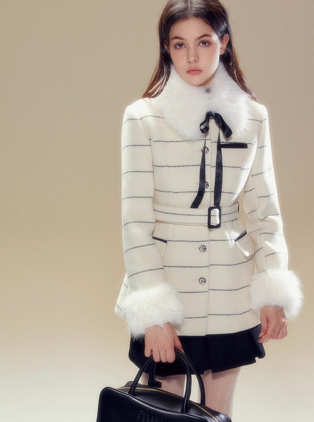 wool stripe waist coat