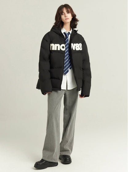 Basic LOGO hooded thick coat