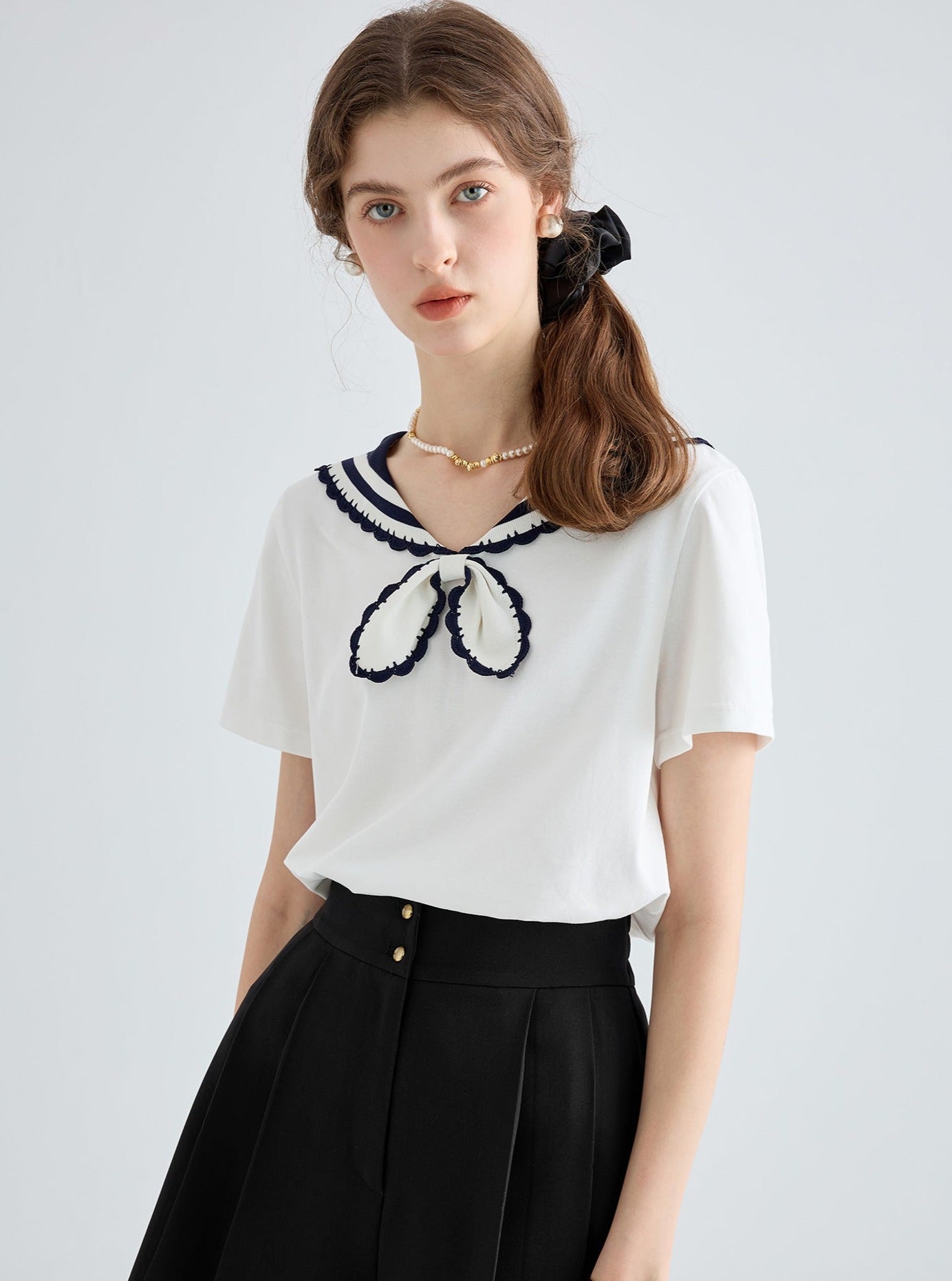 Navy Collar Casual T-Shirt