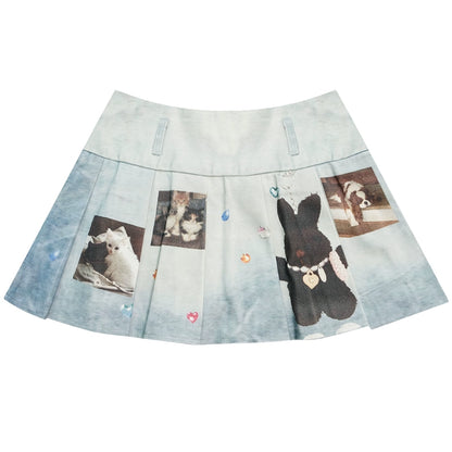 Chic Animal Print Denim Skirt