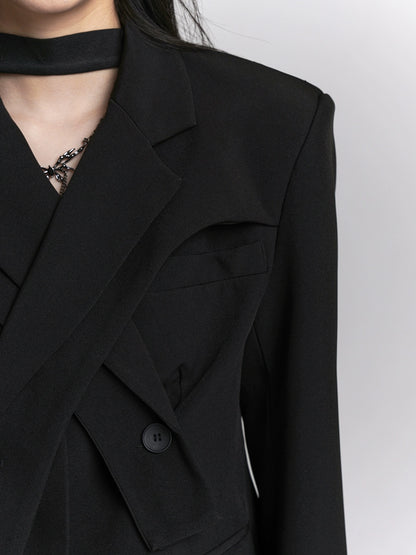 High-End Niche Black Blazer Coat