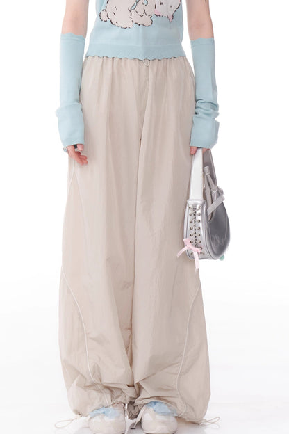 Drape Wide-Leg Casual Pants