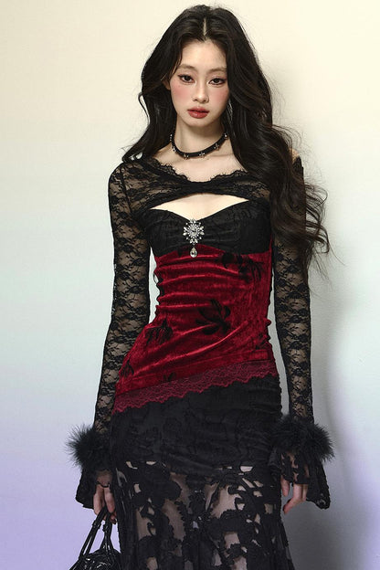 Off-Shoulder Lace Mermaid Dress