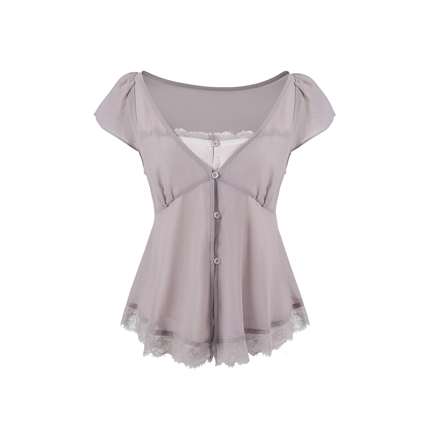 Lace Trim V-Neck Top