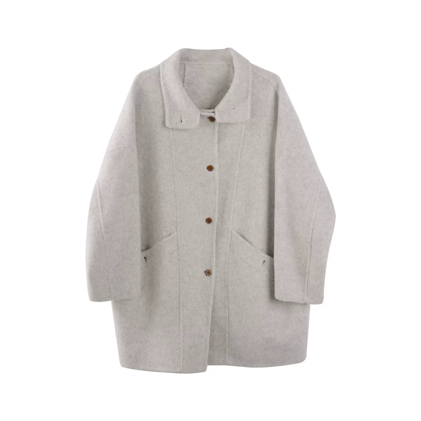 French Woolen Stand-Up Collar Coat