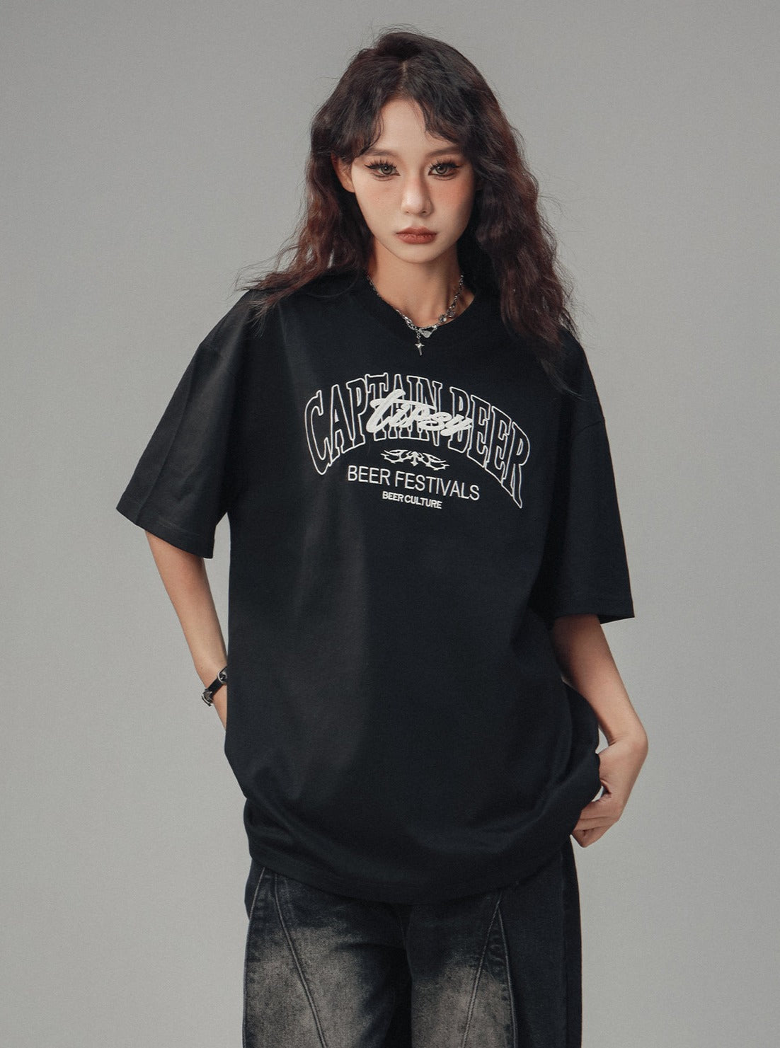 Embroidery Letter Crew Neck T-Shirt