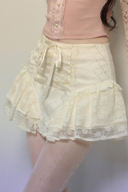 Ballet Aesthetics Irregular Lace Skirt