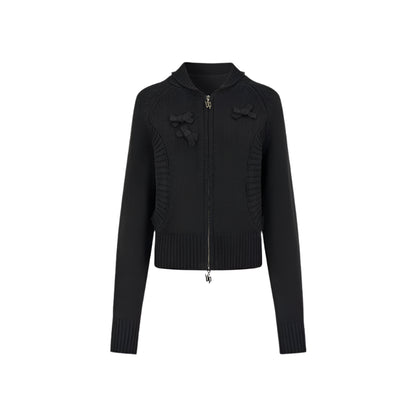 Three-Dimensional Ribbon Pocket Cardigan