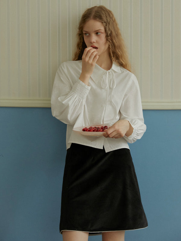 Retro high waist velvet skirt