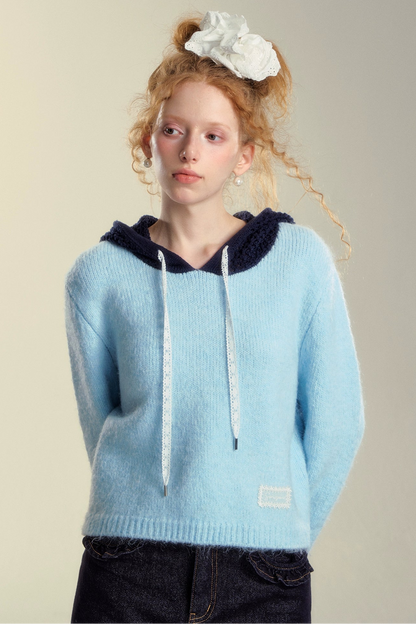 Hooded Cut-Out Sweater Top