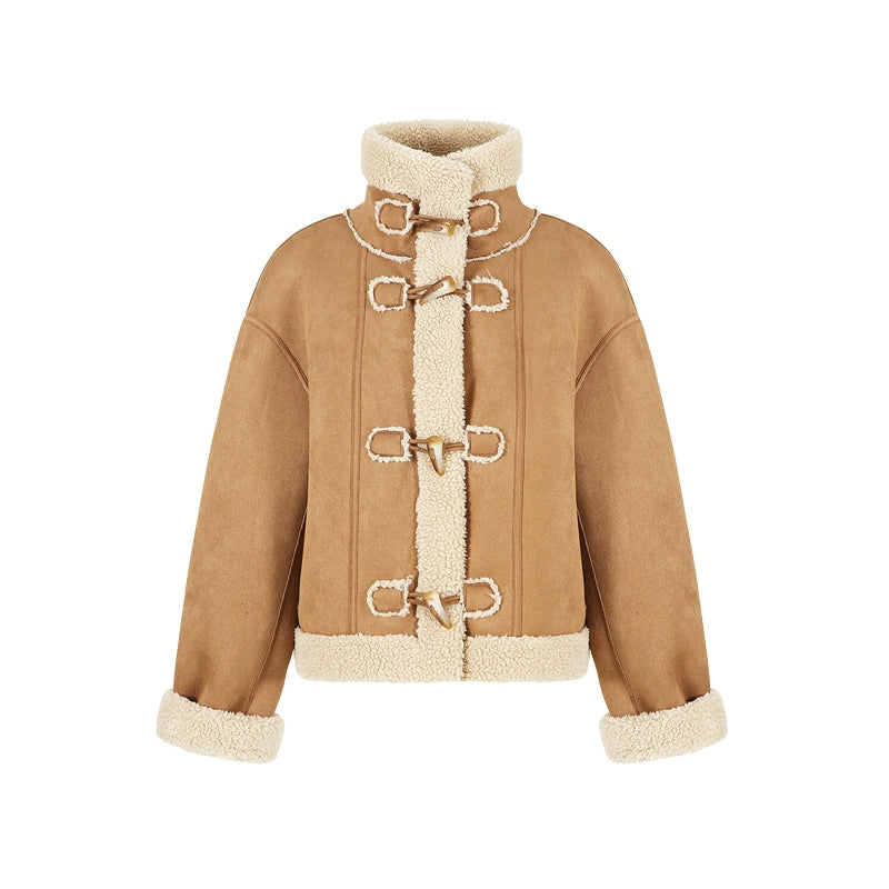 High-Neck Faux Fur Coat