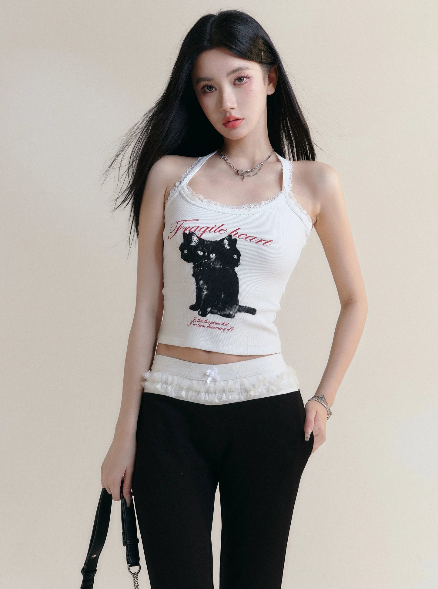 Happy Kitten Cat Print Camisole Top