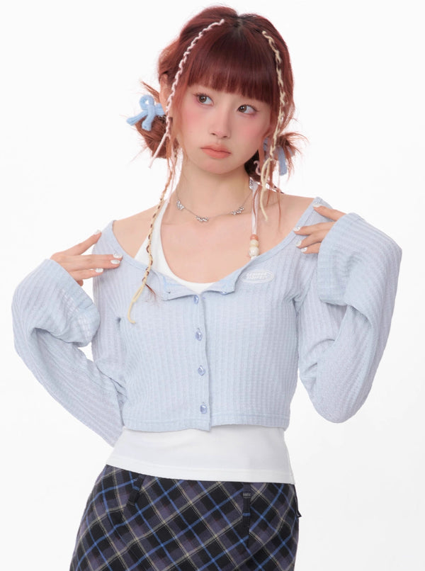 American Retro Short Square Neck Cardigan