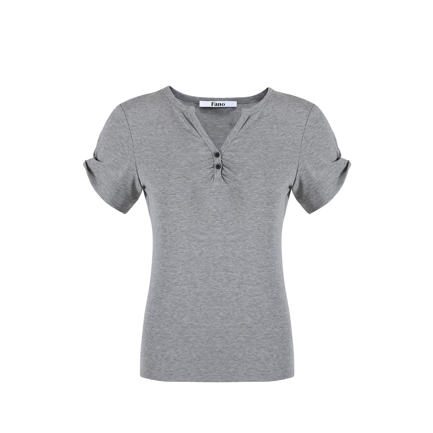Gray V-Neck Waist-Cinching Top