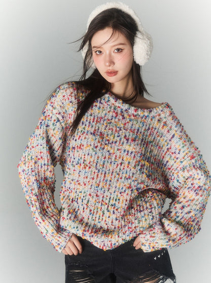 colorful ball padded pullover sweater