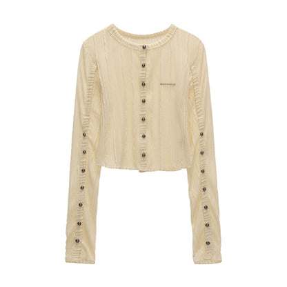 Striped Knit Multi-Button Cardigan