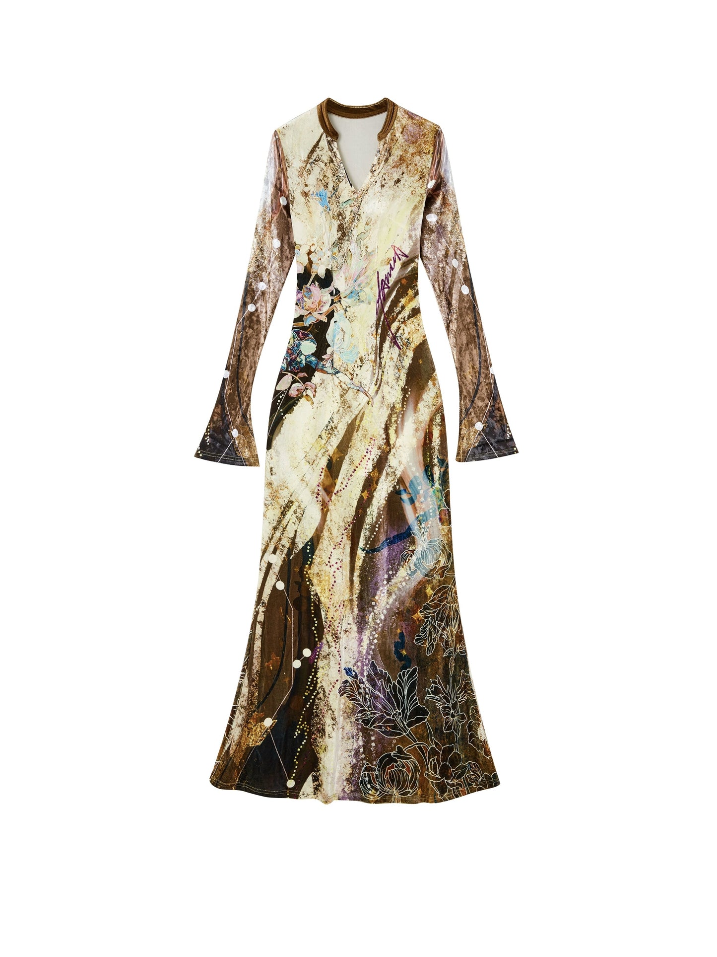 Velvet V-Neck Mermaid Dress