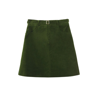 Brown Corduroy A-Line Skirt