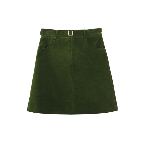 Brown Corduroy A-Line Skirt