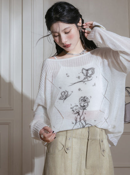 Print Ultra-Fine Wool Knit