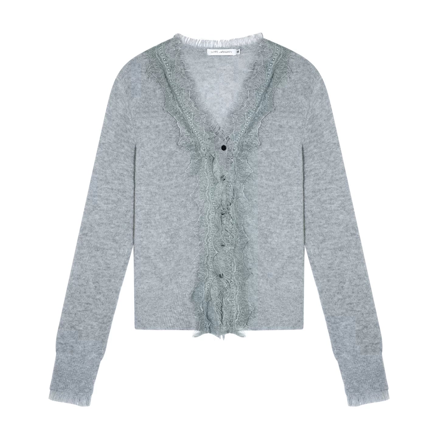 Wool Lace V-Neck Knit Top